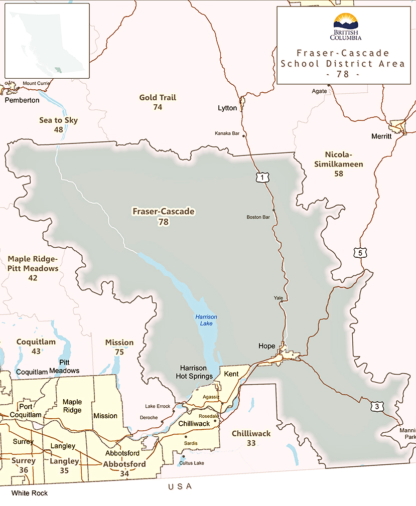 sd78-map-1 Fraser Cascade School District 78, British Columbia, Canada, Agassiz, Boston Bar, Hope, Harrison Hot Springs, Kent, Silver Creek, Strategic Plan